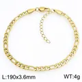 Bracelet gourmette Figaro en acier inoxydable doré avec fermoir mousqueton réglable - Style Or-3.6mm (KB215206-KGM)