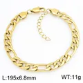 Bracelet gourmette Figaro en acier inoxydable doré, 195 mm, bijoux de style hip hop - Style Or-6.8mm (KB215214-KGM)