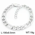 Bracelet chaîne Figaro minimaliste en acier inoxydable pour hommes et femmes, 190 mm - Style Argent-8.5mm (KB215219-KGM)