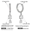 Detailed size and weight specifications for silver stainless steel hoop earrings with clear stones - White Zirconia Earrings (JDE0301318-S-WT) / Silver Style