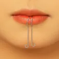 Vue détaillée d'un bijou de lèvre en argent de style punk pour un look tendance et audacieux - Clip de Lèvre (5734) / Argent