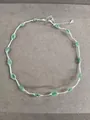 Collier choker élégant avec perles en maille verte et chaîne d'extension argentée réglable - Collier / Argent-Vert