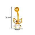 Goldener Bauchnabelpiercing aus Edelstahl mit Schmetterling und Kristallsteinen - Schmetterlingsstil (2658-1#) / Gold