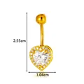 Goldener Bauchnabelpiercing aus Edelstahl mit klarem Herzanhänger aus Zirkonia - Herzstil (2658-2#) / Gold