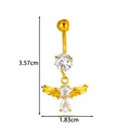 Eleganter goldener Bauchnabelpiercing mit Engelsflügeln und Kristallstern-Anhängern - Engelsflügel Stern Stil (2658-3#) / Gold