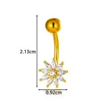 Piercing de nombril fleur dorée avec cristaux blancs, dimensions 2,13 cm de haut - Style Floral (2658-5#) / Or