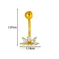 Piercing de nombril en acier doré avec design lotus en cristal et dimensions. - Style Éventail Lotus (2658-6#) / Or