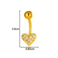 Piercing de nombril en forme de cœur plaqué or avec pierres CZ, 2,0 cm - Style Petit Cœur (2658-7#) / Or