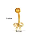 Piercing de nombril en acier doré avec nœud en cristal, dimensions 2.05x0.93cm - Style Nœud Élégant (2658-8#) / Or