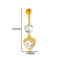 Piercing de nombril coeur doré avec pendentif en cristal, 3,41 cm x 1,03 cm - Style Grand Cœur Pendentif (2658-11#) / Or