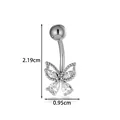 Piercing de nombril papillon en acier inoxydable avec ailes en cristal, 2,19x0,95cm - Style Papillon (2658-1#) / Argent