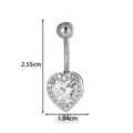 Piercing de nombril élégant en forme de cœur en acier inoxydable chirurgical poli - Style Cœur (2658-2#) / Argent