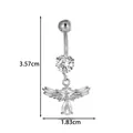 Piercing de nombril en acier avec ailes d'ange, étoile et cristal en goutte, 3.57cm - Style Ailes d'Ange Étoile (2658-3#) / Argent