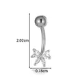 Piercing de nombril en acier inoxydable argenté avec nœud papillon en cristal - Style Nœud (2658-4#) / Argent