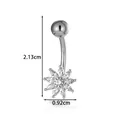 Piercing de nombril en acier inoxydable avec motif fleur, fini argent et zircone - Style Floral (2658-5#) / Argent