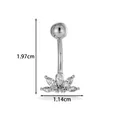 Piercing de nombril en acier avec cristaux marquise, dimensions 1,97 cm x 1,14 cm - Style Éventail Lotus (2658-6#) / Argent