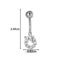 Élégant piercing de nombril en acier inoxydable avec étoile et croissant en cristal - Style Étoile en Arc (2658-10#) / Argent