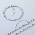 Ensemble collier et bracelet en acier inoxydable argenté, chaîne cubaine, fermoir réglable - Acier