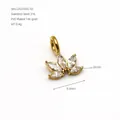 14K gold-plated 316 stainless steel pendant with marquise zircon flower design - Marquise Inlaid Pendant Medium (ZA2330G-02) / 9.3mm / Gold