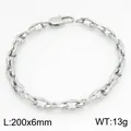 Silbernes Edelstahl-Gliederarmband mit unregelmäßigem Lippenketten-Design - Verdickte Silberne Lippenkette (KB211773-Z)