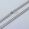 Collier chaîne gourmette cubaine en acier inoxydable argenté classique avec finition polie - Fermoir Mousqueton(5mm)