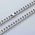 Collier chaîne à maillons cubains en acier inoxydable poli couleur argent pour unisexe - Fermoir à Fiche(8mm)