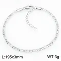 Bracelet chaîne Figaro ajustable minimaliste en acier inoxydable argenté pour hommes et femmes - Style Argent-3mm (KB215205-KGM)