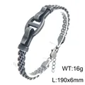 Vintage Herrenarmband aus Edelstahl mit gewebter Netzkette in antikem Silberfinish - Stil B Ankerkette Gebogene Platte (KB212801-KFC)