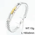 Vintage Edelstahl Gliederkette Armband für Herren mit goldener gebogener Platte - Stil E Zweifarbig U-Förmig (KB212814-KFC)