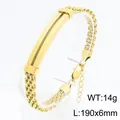 Eleganter goldener Edelstahl-Mesh-Kettenarmband für Männer mit gebogenem Plattendesign - Stil F Polierte Gebogene Platte (KB212816-KFC)