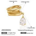 Detailed product dimensions and material specifications for gold stainless steel zircon earrings - Double Layer Teardrop Zirconia Ear Cuff (JDE0304301) / Gold