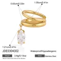 Detailed size guide for 18k gold plated stainless steel ear cuff with marquise CZ pendant - Double Layer Marquise Zirconia Ear Cuff (JDE0304302) / Gold
