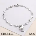 Elegantes silberfarbenes Armband mit Herzanhänger feiner Modeschmuck für Damen 200mm - Herz Armband / Silber
