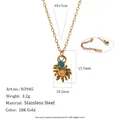 Especificaciones del collar de flor en acero inoxidable chapado en oro 18K con piedra azul. - Noviembre Girasol (N3945_Gold_11) / Oro de 18K