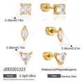 Detailed dimensions and weight specs for stainless steel heart and marquise stud earrings - Three Style Set (JDE0301323)