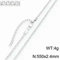 Collar de cadena de eslabones minimalista de acero inoxidable plateado 2,4 mm NK - Cadena NK Figaro (KN303337-ZJZL) / 2.4mm de Ancho / Plateado