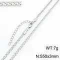 Collar de cadena de eslabones de acero inoxidable plateado, 550x3mm y peso de 7g - Cadena NK Figaro (KN303339-ZJZL) / 3mm de ancho / Plateado
