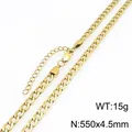 Collar de cadena NK Figaro minimalista ajustable de acero inoxidable dorado, 4,5 mm - Cadena NK Figaro (KN303342-ZJZL)