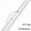Collar de cadena NK de acero inoxidable plateado de 5 mm de ancho y 550 mm de largo - Cadena NK Figaro (KN303345-ZJZL)