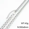 Collar de cadena NK minimalista de acero inoxidable para hombre y mujer, 550x8mm, peso 43g - Cadena NK Figaro (KN303351-ZJZL)
