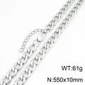 Cadena de eslabones de acero inoxidable plateado de 10mm para hombres y mujeres - Cadena NK Figaro (KN303355-ZJZL)