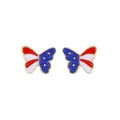 Close-up of butterfly wing earrings with red, white and blue American flag pattern - Butterfly Style (3871) / Red/White/Blue