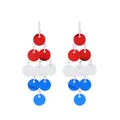 Detailed view of red, white, and blue sequin chandelier earrings for Independence Day - Round Disc Pendant Style (1850)