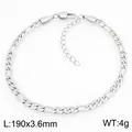 Bracelet chaîne Figaro élégant en acier inoxydable argenté pour homme et femme, 190mm - Style Argent-3.6mm (KB215207-KGM)