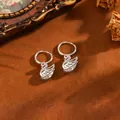 Eleganti orecchini a cerchio a forma di cigno in argento vintage con zirconi da donna - Orecchini A Cigno In Argento E Diamanti T064
