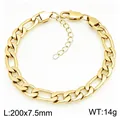Bracelet chaîne Figaro en acier inoxydable doré pour homme et femme, 200x7,5 mm - Style Or-7.5mm (KB215216-KGM)