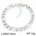 Bracelet gourmette Figaro minimaliste en acier inoxydable argenté avec fermoir mousqueton - Style Argent-7.5mm (KB215217-KGM)