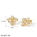 Elegante 18 Karat vergoldete Blatt-Ohrstecker mit Kristallen, 21 mm x 21,2 mm, 6 g Gewicht - Blatt-Stil (TE60814-G) / Gold