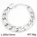 Bracelet chaîne Figaro en acier inoxydable pour hommes et femmes, 200x13mm, 36g - Style Argent-13mm (KB215225-KGM)
