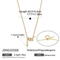 Detail showing gold snake pendant necklace with stainless steel chain and dimensions - Gold Snake Pendant Necklace (JDN0103308)